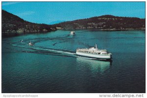 Canada Aerial View B C Ferry on Active Pass