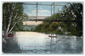 c1910 Soo River Bridge Canoe Boat Sioux Falls South Dakota SD Vintage Postcard