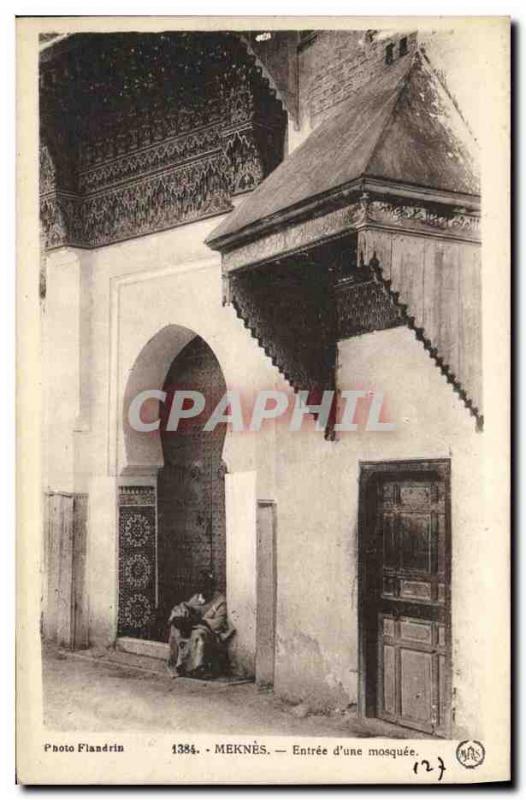 VINTAGE POSTCARD Meknes Entered of a Mosque