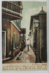 St Augustine Florida Narrowest Street in America 1907 to Dover DE Postcard T10