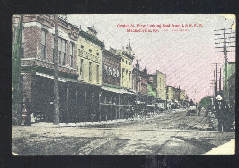 MADISONVILLE KENTUCKY DOWNTOWN CENTER STREET SCEND VINTAGE POSTCARD KY