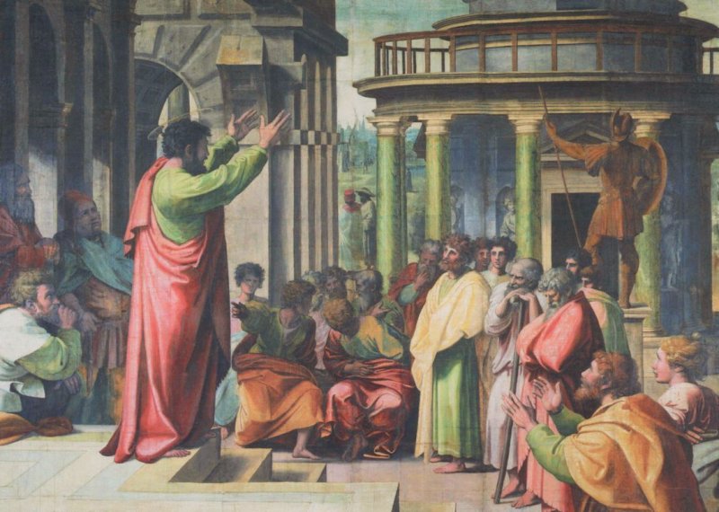 Raphael Paul Preaching At Athens V&A Museum Painting Postcard