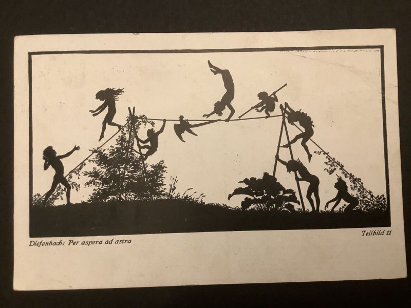Germany Silhouette Style Children Playing   Scene 1927  Postcard R40978 