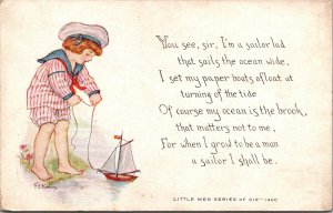 Postcard Nosworthy Little Men Series of Six 146C boy  sailboat toy I'm a sailor