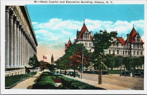 State Capitol and Education Building Albany New York Vintage Postcard C201