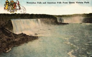 USA New York Horseshoe, American Falls Queen Victoria Park Vintage Postcard C273