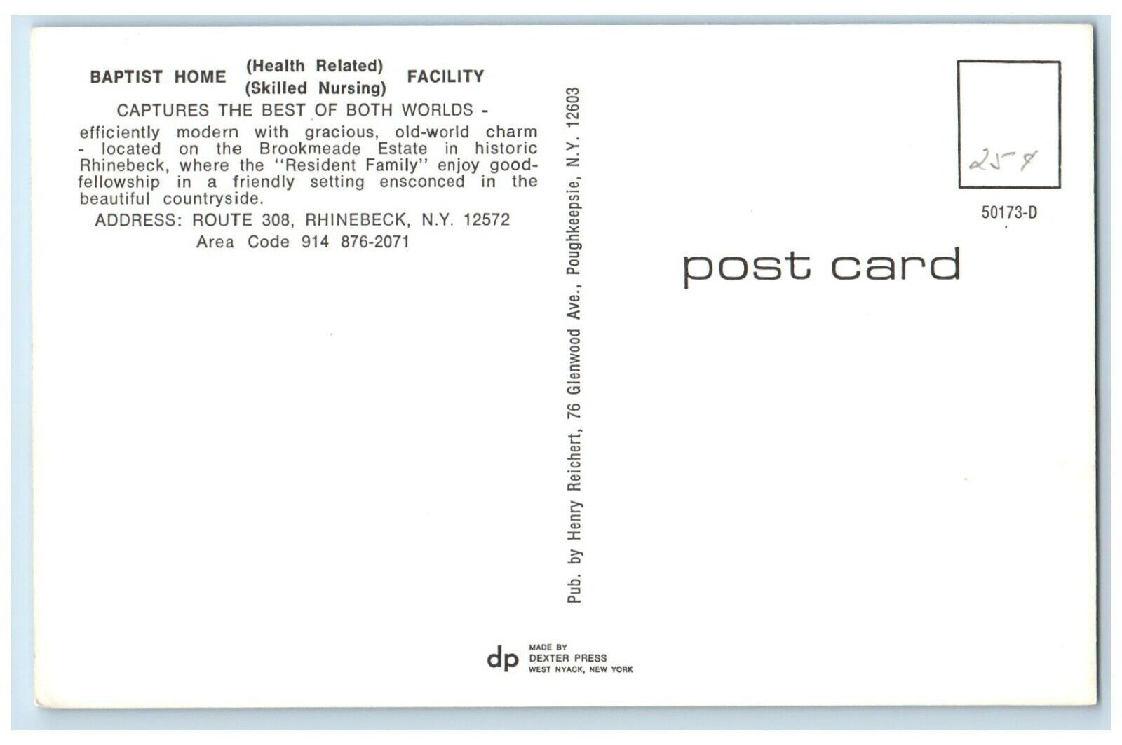 1960 Baptist Home Facility Health Skilled Nursing Rhinebeck New York NY