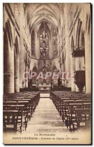 Old Postcard The Normandy Bridge L & # 39Eveque Interior of & # 39eglise