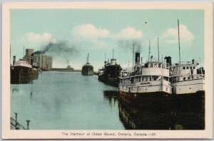 Owen Sound Ontario Ships in Harbour 'Caribou' Canada ON ONT Unused Postcard H68
