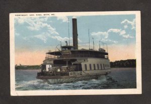 ME Steamer Steamship Ship Ferry Boat Gov King Bath Maine Postcard