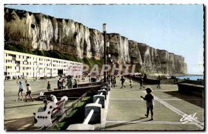 Treport - L & # 39Esplanade and Cliffs - Old Postcard