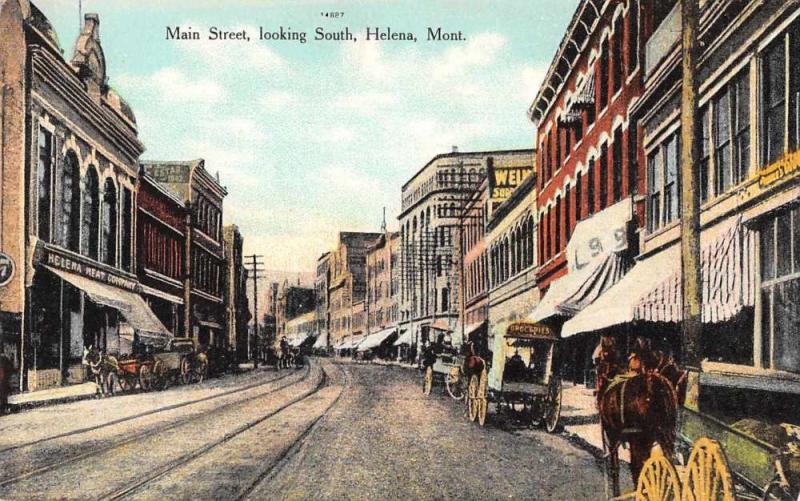 Helena Montana Main Street Grocery Carriage Vintage Postcard J926682