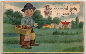 M-33484 Little Boy with Basket of Apples Art Print The cheerful grin Will let...