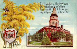 MD - State Flower & Capitol. Golden Rod & Annapolis