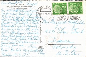 Postcard Germany Allgau Alps Casles Hohenschwangdu and Neuschwanstein