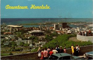 Hawaii Honolulu Downtown View From The Lookout At Punchbowl Crater