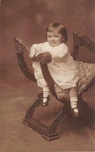 Little girl on chair Child, People Photo Unused very light indentation in card