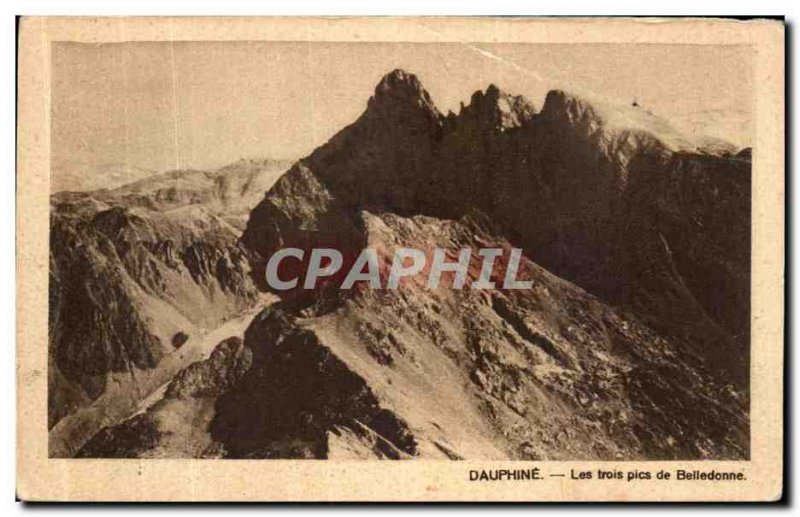 Old Postcard Dauphine The three peaks of Belledonne