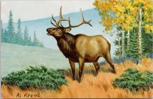 Portrait of Elk in Nature Al Kreml Artist Postcard H40