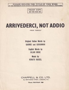 Arrivederci Not Addio Proof Copy Enrico Olde Sheet Music