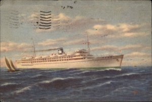 Steamer Steamship Ignazio Messina Genova Italy 1949 Cancel Vintage Postcard