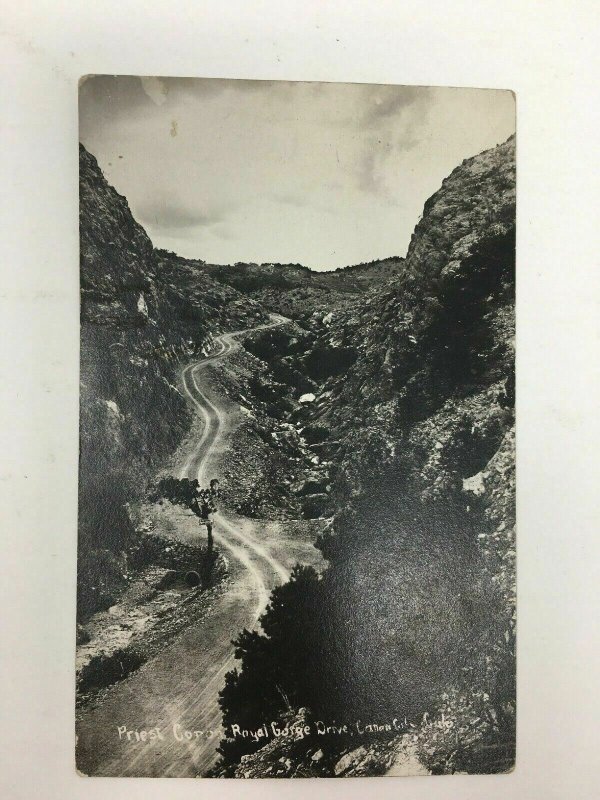 Priest Canon Royal Gorge Drive Real Photo Postcard RPPC Cyko Colorado