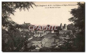 Old Postcard Fougeres Chateau and Church St Leonard view of the Lion Rock