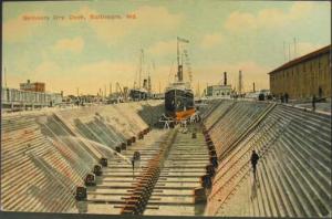 Baltimore MD Skinners Dry Dock c1910 Postcard