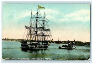 1911 Bark Greyhound New Bedford Harbor, Massachusetts MA Antique Postcard