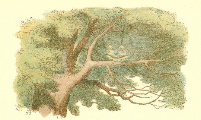 The Cheshire Cat in Trees Alice In Wonderland Victorian Book Postcard