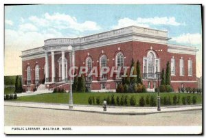 Old Postcard Waltham Mass Public Library Library