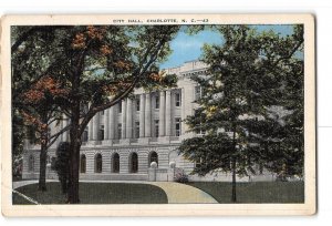Charlotte North Carolina NC Postcard 1930-1950 City Hall