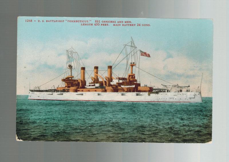 Mint Color Postcard US Navy Battleship USS Connecticut at Sea