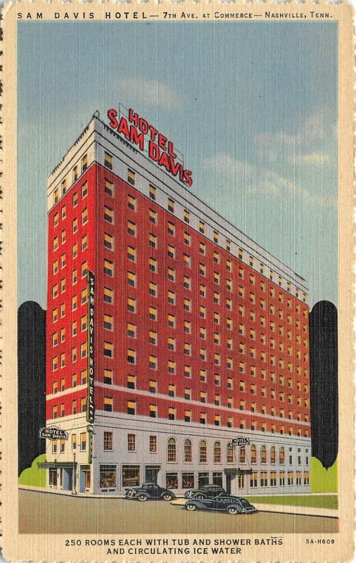 Nashville Tennessee 1940s Postcard Sam Davis Hotel