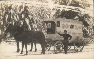 Delivery Wagon Horse Drawn Table Bread Driver CRISP c1910 Real Photo Postcard