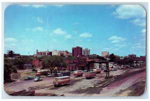 c1950's Skyline Of Wichita From Kellog Metropolis Railway Cars Kansas Postcard