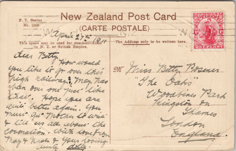 Makatote Viaduct NZ New Zealand N.I.M.T. RR c1911 Tibbutt FT Series Postcard E69