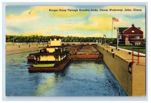 Vintage Brandon Locks Illinois Waterway Postcard P203E