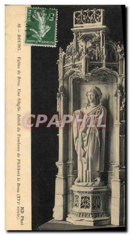 Postcard Old Brou Church Bourg Sibyl a detail of the tomb of Philibert le Bea...