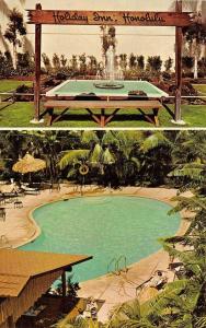 HONOLULU, HI Hawaii  HOLIDAY INN   Pool~Fountain   ROADSIDE   Chrome Postcard