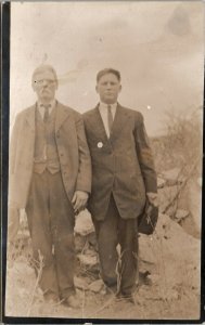 RPPC Attractive Men Rocks Frumpy Suits c1910 Real Photo Postcard U14