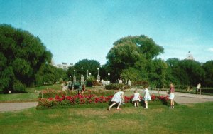Vintage Postcard The Public Gardens View Flower Displays Boston Massachusetts MA