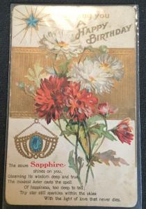 Postcard Unused writing on back “A Happy Birthday” Flowers LB