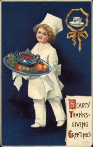 Thanksgiving Fruit Platter Little Boy Chef Ellen Clapsaddle  c1910 Postcard