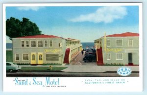 LONG BEACH, California CA ~ Roadside SAND & SEA MOTEL ca 1950s  Postcard