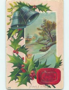 Divided-Back new year SILVER BELLS & WINTER SCENE o4685