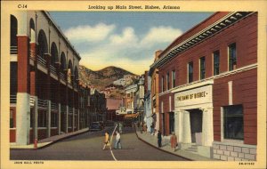 Bisbee Arizona AZ Main Street Scene Linen Vintage Postcard