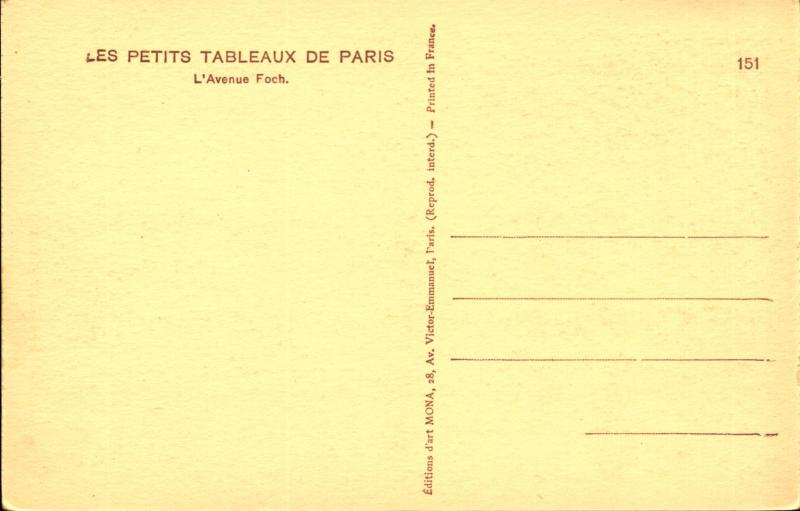 PARIS FRANCE, L'Avenue Foch, Horses, Vintage Postcard FR991728