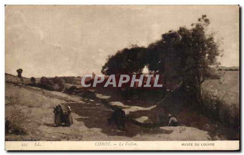 Old Postcard Corot Le Vallon Louvre Museum Paris