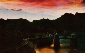 VINTAGE POSTCARD SUNSET VIEW OVER HOOVER DAM CHROME